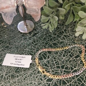 Elegant Tri-Color Flat Cuban Bracelet